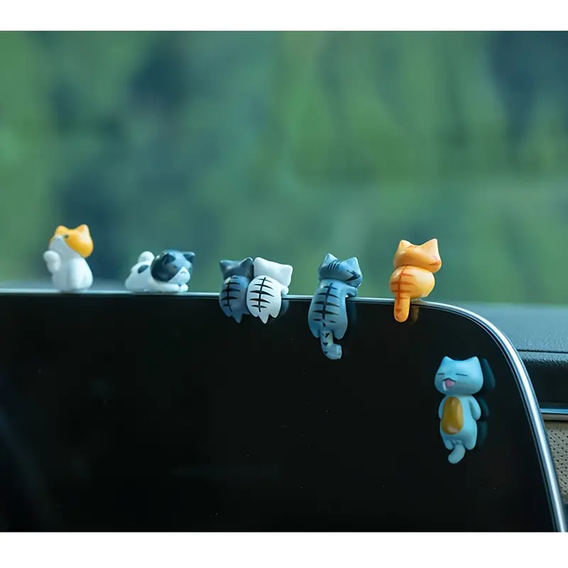 6pcs PVC Cartoon Cat Figurines - Plant Monitor 评论和价格