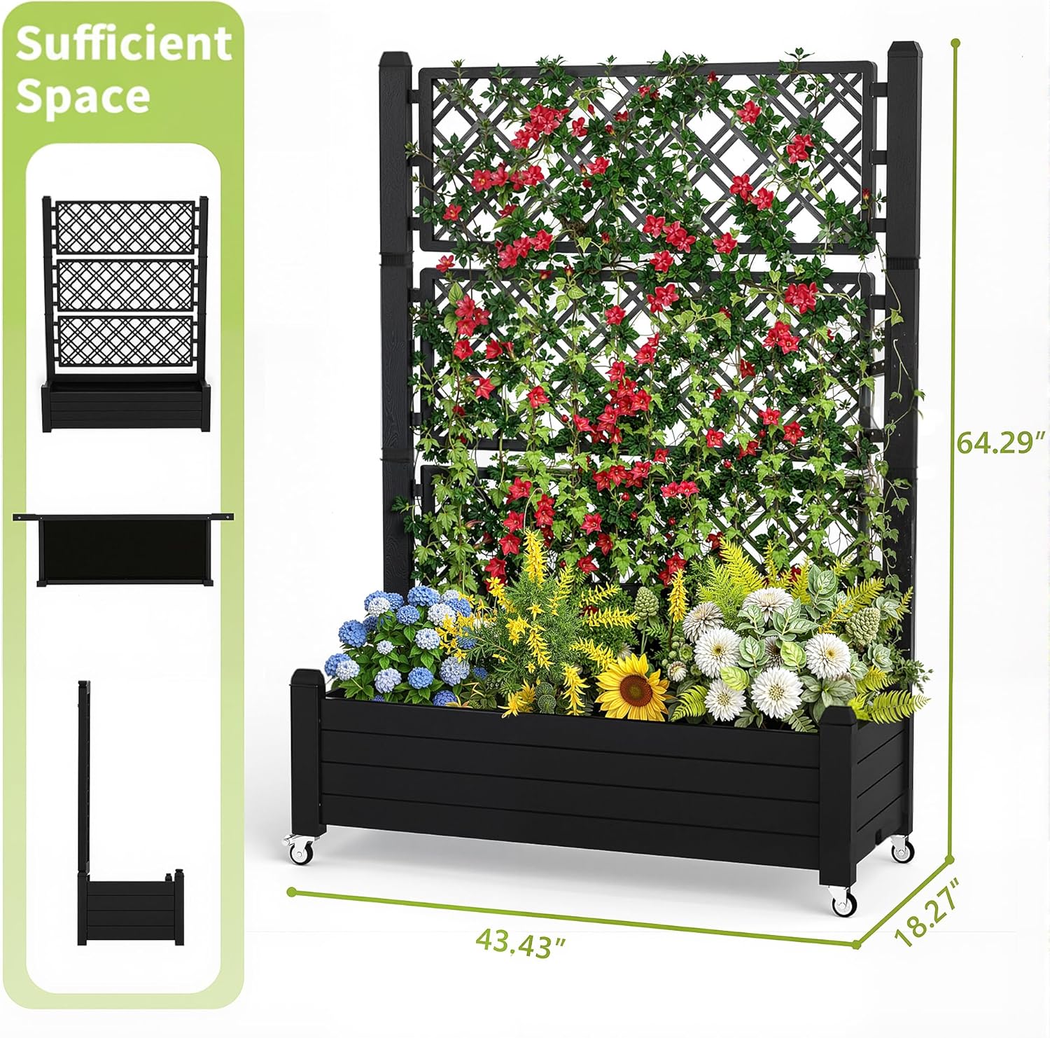 Raised Garden Bed with Trellis - Self Watering Planter 评论和价格
